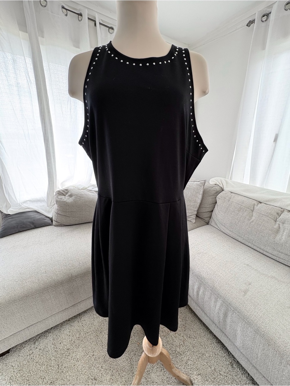 Mossimo Supply Co. Black Sleeveless Studded Midi Dress